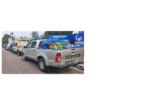 Vue des véhicules mobilisés pour le déploiement des équipes humanitaires de l'UNFPA Congo