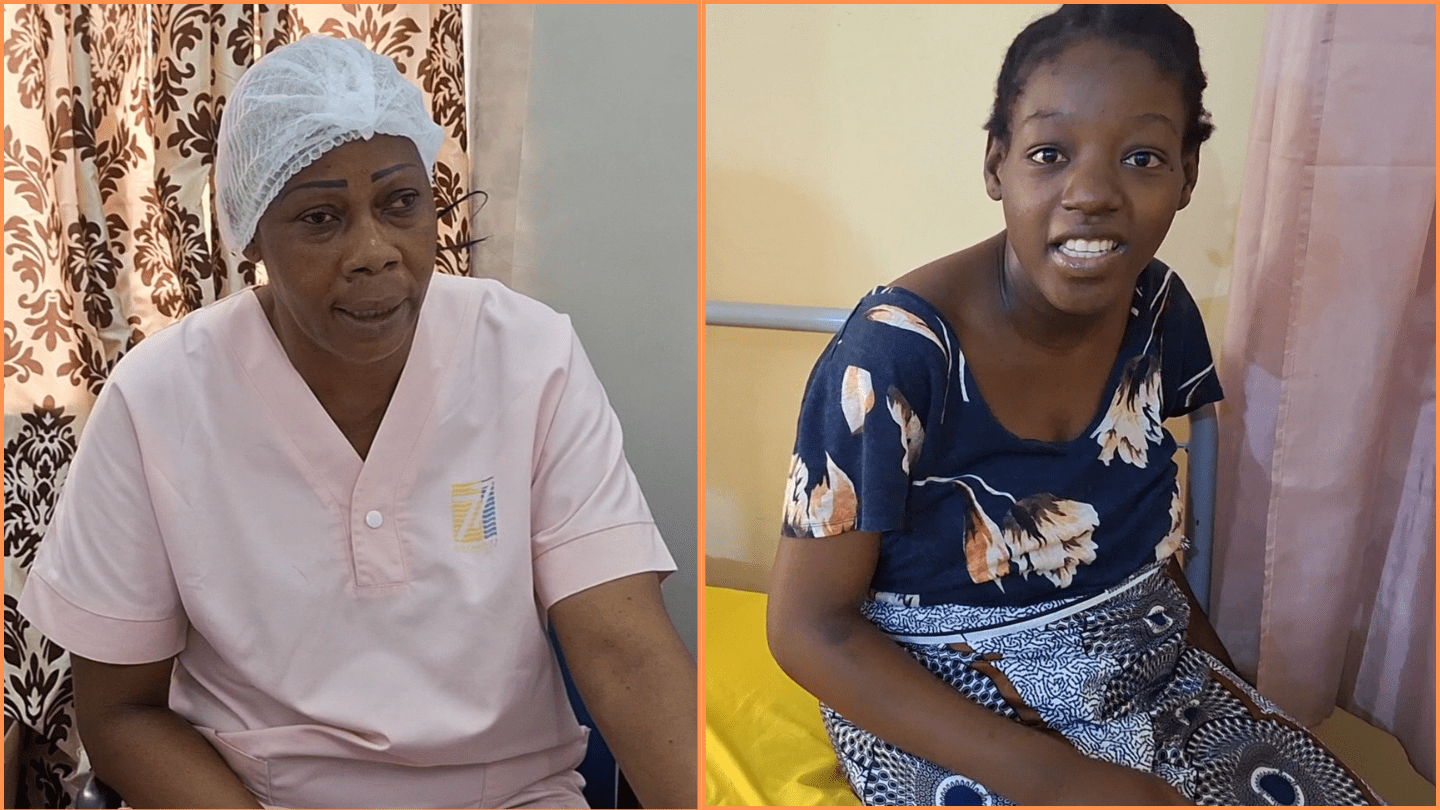 Sage-femme Nadège et le patiente Leslie à l'Hopital de Référence de Talangai à Brazzaville